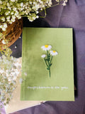 Personalised Name Journal, Choose Your Flower by The Thread Nest, hand-embroidered linen cover, photo 7