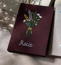 Daisy Posy Journal, Green or Burgundy by The Thread Nest, hand-embroidered linen cover, photo 5