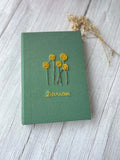 Your Words Embroidered Journal, Green or Blue Linen by The Thread Nest, hand-embroidered linen cover, photo 1