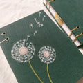 Dandelion Embroidered Journal A5, Exposed Spine by The Thread Nest, hand-embroidered linen cover, photo 6