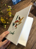 Mushroom & Wheat Embroidered Journal, Personalised by The Thread Nest, hand-embroidered linen cover, photo 3