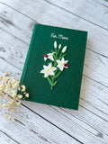 Lily & Ladybird Embroidered Journal A5 by The Thread Nest, hand-embroidered linen cover, photo 2