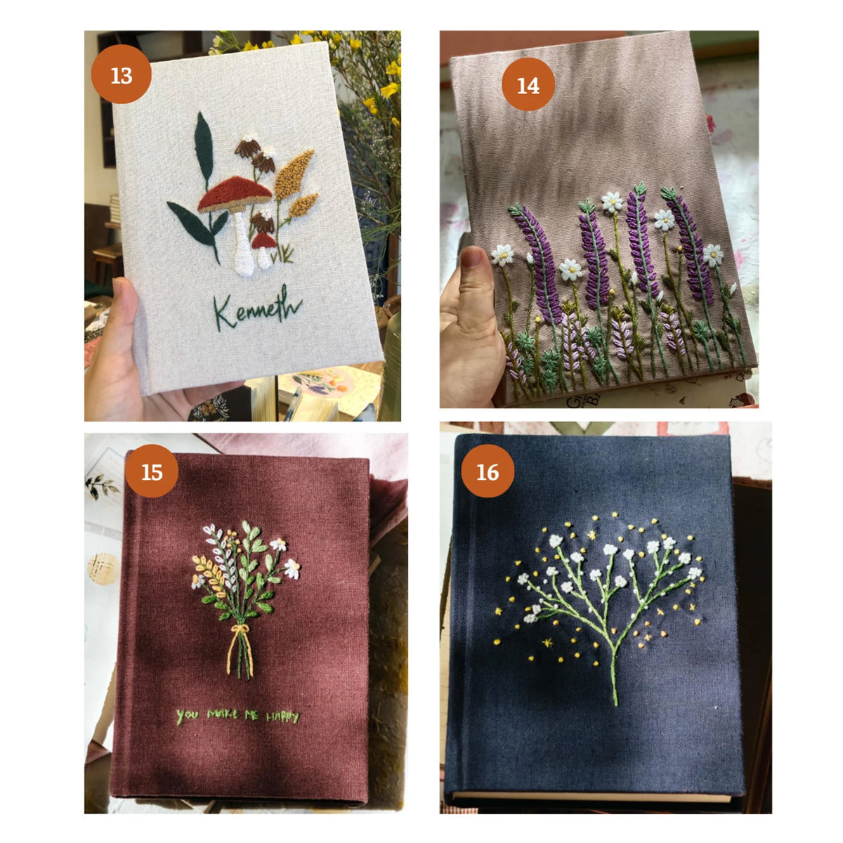 Personalised Embroidered Journal, A5 or A6 by The Thread Nest, hand-embroidered linen cover, photo 9
