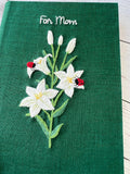 Lily & Ladybird Embroidered Journal A5 by The Thread Nest, hand-embroidered linen cover, photo 3