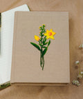 Birth Month Flower Embroidered Journal, A5 or A6 by The Thread Nest, hand-embroidered linen cover, photo 3
