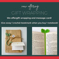 Gift wrapping with a crochet leaf bookmark and a handwritten card