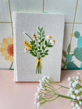 Yellow Wildflower Bouquet Journal, A5 or A6 by The Thread Nest, hand-embroidered linen cover, photo 3
