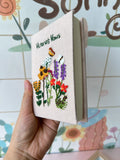 Personalised Vow Book, Mountain or Floral by The Thread Nest, hand-embroidered linen cover, photo 5