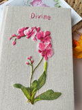Orchid Embroidered Journal A5, Personalised by The Thread Nest, hand-embroidered linen cover, photo 2