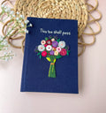 Floral Bouquet Embroidered Journal A5 by The Thread Nest, hand-embroidered linen cover, photo 4
