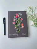 Our Wedding Grey Linen Journal with Date by The Thread Nest, hand-embroidered linen cover, photo 2