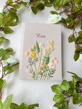 Floral Wreath Journal with Your Own Title by The Thread Nest, hand-embroidered linen cover, photo 5