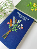 Navy Linen Journal with White Bouquet, Personalised by The Thread Nest, hand-embroidered linen cover, photo 3