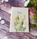 Floral Wreath Journal with Your Own Title by The Thread Nest, hand-embroidered linen cover, photo 7