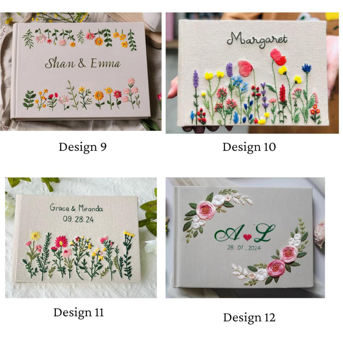 Personalised Guest Book, Your Own Words by The Thread Nest, hand-embroidered linen cover, photo 12