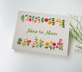 Personalised Guest Book, Your Own Words by The Thread Nest, hand-embroidered linen cover, photo 5