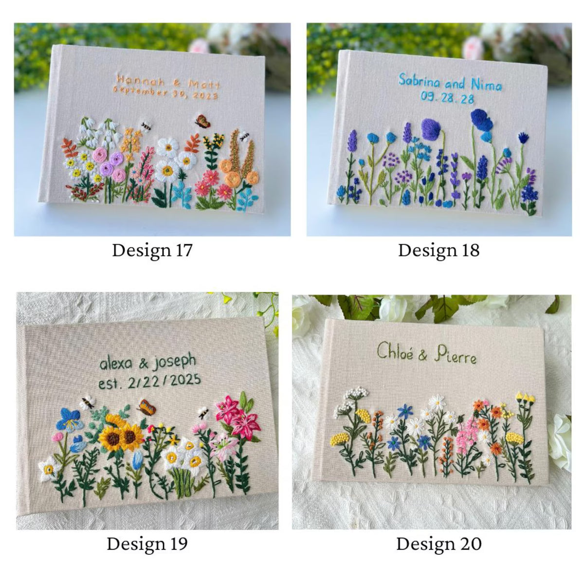 Personalised Guest Book, Your Own Words by The Thread Nest, hand-embroidered linen cover, photo 16