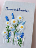 Two Names Daisy Journal, White Linen by The Thread Nest, hand-embroidered linen cover, photo 3