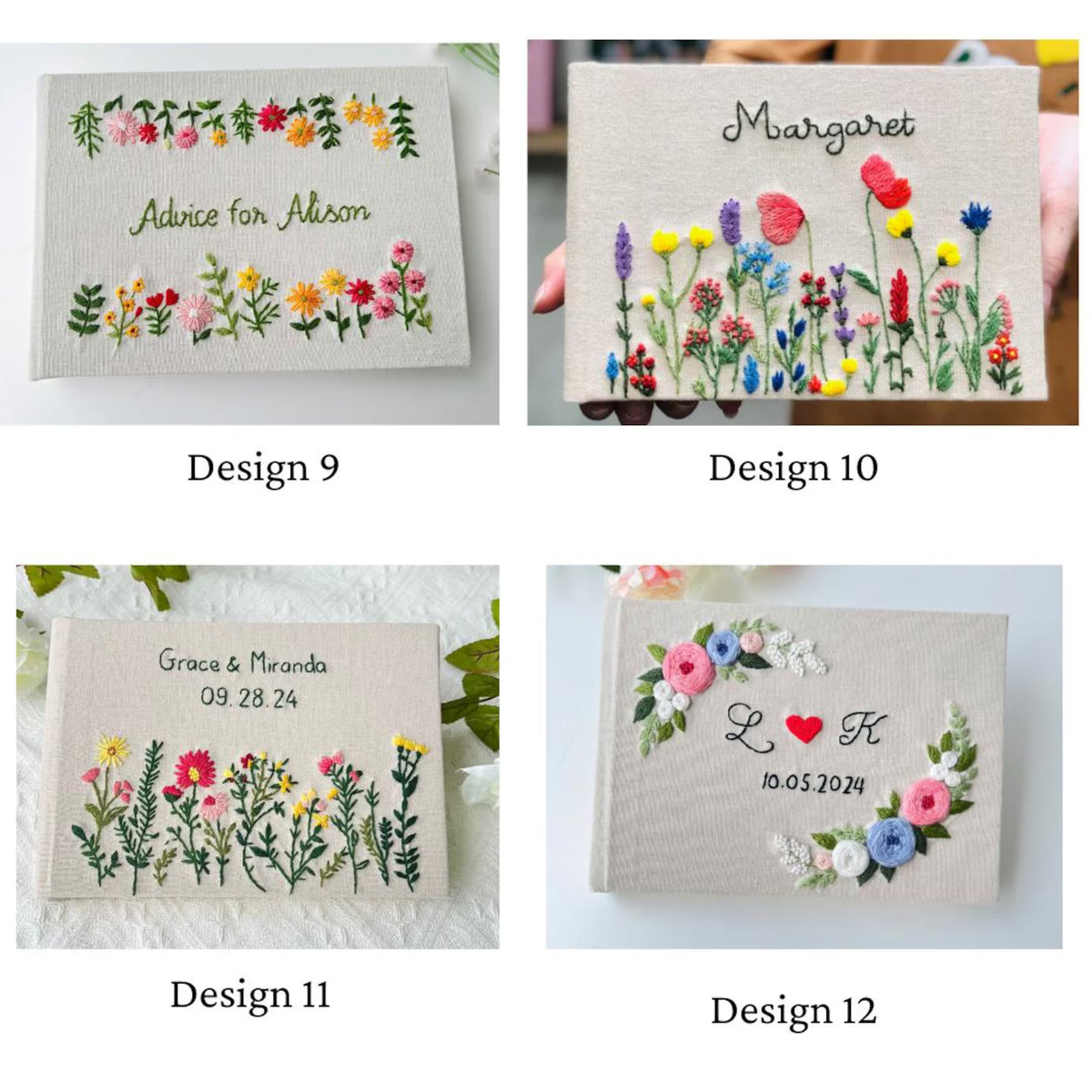 Personalised Guest Book, Your Own Words by The Thread Nest, hand-embroidered linen cover, photo 14
