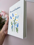 Two Names Daisy Journal, White Linen by The Thread Nest, hand-embroidered linen cover, photo 4