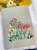 Sage Linen Journal with Scattered Wildflowers by The Thread Nest, hand-embroidered linen cover, photo 4