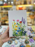 White Linen Journal with Colourful Wildflowers by The Thread Nest, hand-embroidered linen cover, photo 1