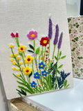 White Linen Journal with Colourful Wildflowers by The Thread Nest, hand-embroidered linen cover, photo 3