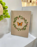 Monarch Butterfly Wreath Journal, A5 or A6 by The Thread Nest, hand-embroidered linen cover, photo 3