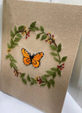 Monarch Butterfly Wreath Journal, A5 or A6 by The Thread Nest, hand-embroidered linen cover, photo 5