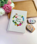 Autumn Flower Wreath Journal, A5 or A6 by The Thread Nest, hand-embroidered linen cover, photo 1