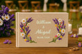 Wedding Guest Book with Names & Lavender by The Thread Nest, hand-embroidered linen cover, photo 3
