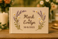 Wedding Guest Book with Names & Lavender by The Thread Nest, hand-embroidered linen cover, photo 2