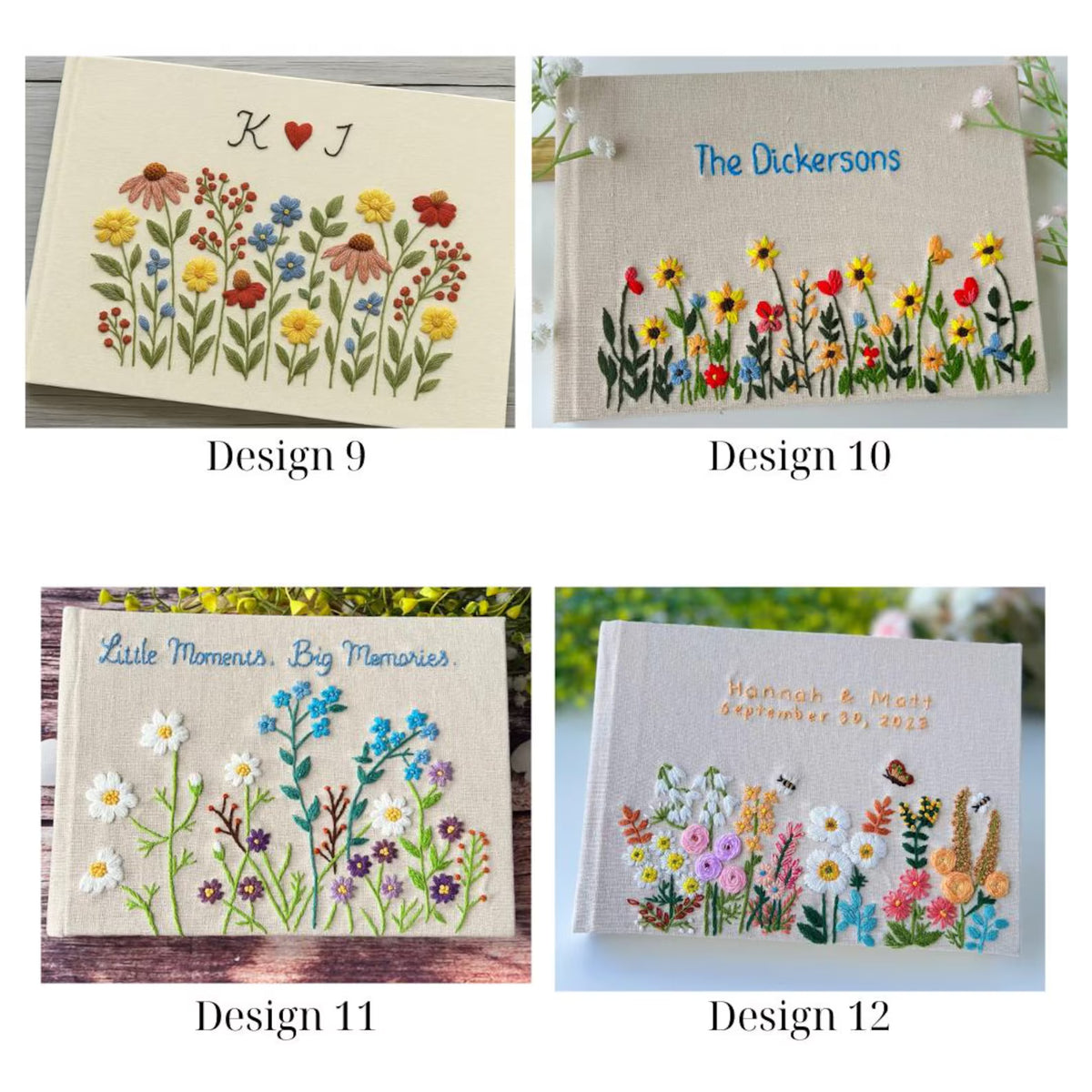 Personalised Wedding Guest Book, Names & Date by The Thread Nest, hand-embroidered linen cover, photo 5