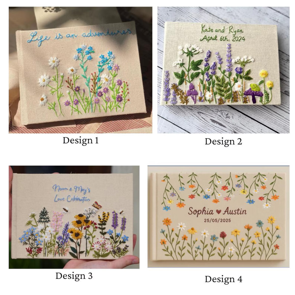 Personalised Guest Book, Your Own Words by The Thread Nest, hand-embroidered linen cover, photo 13