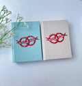 Doves & Lockets Vow Book, Hand-Embroidered by The Thread Nest, hand-embroidered linen cover, photo 2