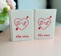 Doves & Lockets Vow Book, Hand-Embroidered by The Thread Nest, hand-embroidered linen cover, photo 4