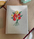 Wildflower Posy Journal, A5 or A6 by The Thread Nest, hand-embroidered linen cover, photo 1