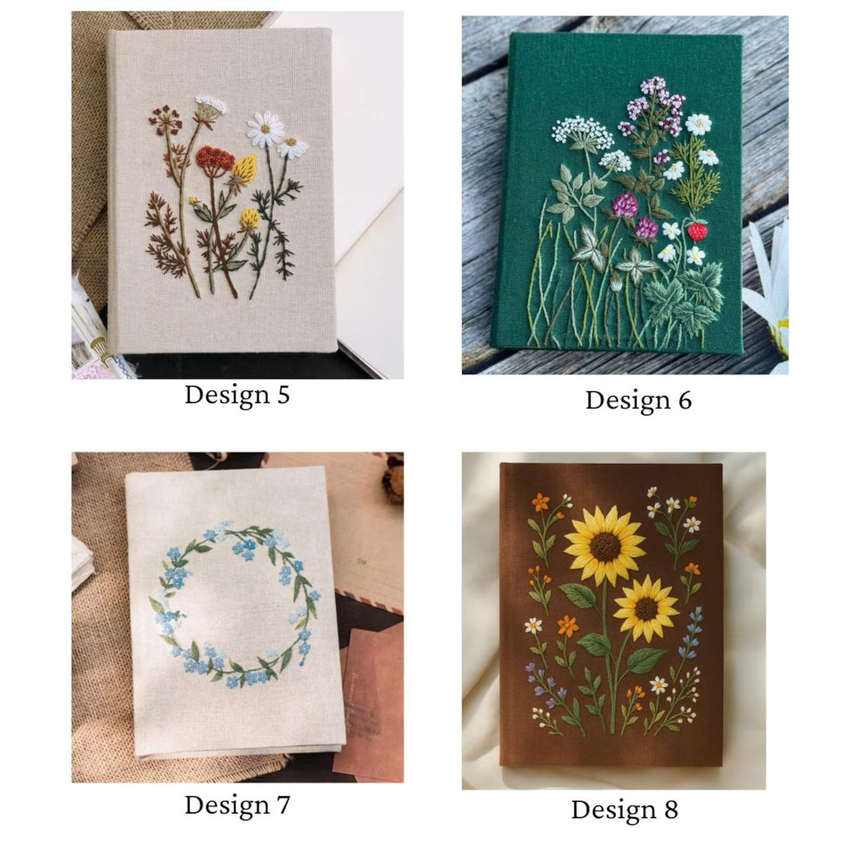 A hand-embroidered linen photo album by The Thread Nest