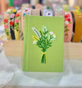 Daisy Posy Journal, Green or Burgundy by The Thread Nest, hand-embroidered linen cover, photo 2