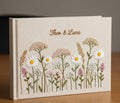 Wildflower & Daisy Guest Book, Personalised by The Thread Nest, hand-embroidered linen cover, photo 7
