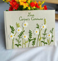 White Daisy Guest Book, Personalised by The Thread Nest, hand-embroidered linen cover, photo 2