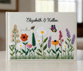 Wildflower & Daisy Guest Book, Personalised by The Thread Nest, hand-embroidered linen cover, photo 2