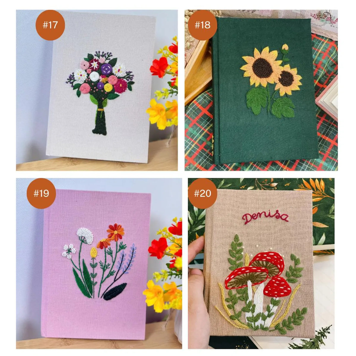Personalised Embroidered Journal, A5 or A6 by The Thread Nest, hand-embroidered linen cover, photo 10
