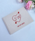 Wedding Guest Book, Line-Art Designs by The Thread Nest, hand-embroidered linen cover, photo 1