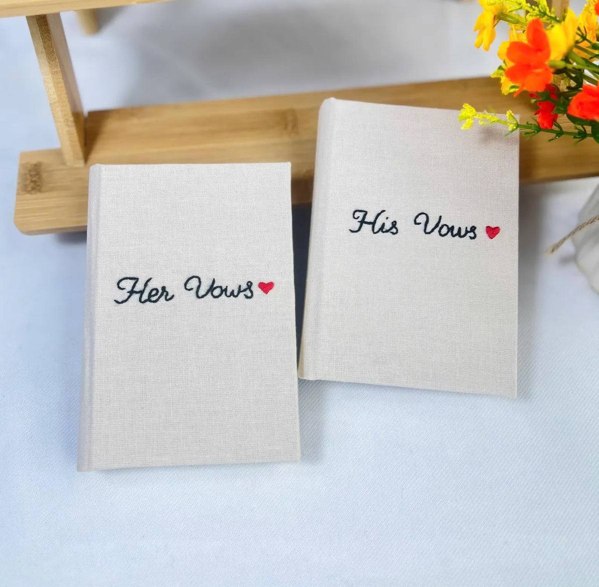 Dear… Vow Book, Hand-Embroidered by The Thread Nest, hand-embroidered linen cover, photo 4