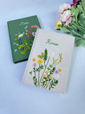 Wildflower Name Journal, Beige or Green Linen by The Thread Nest, hand-embroidered linen cover, photo 6
