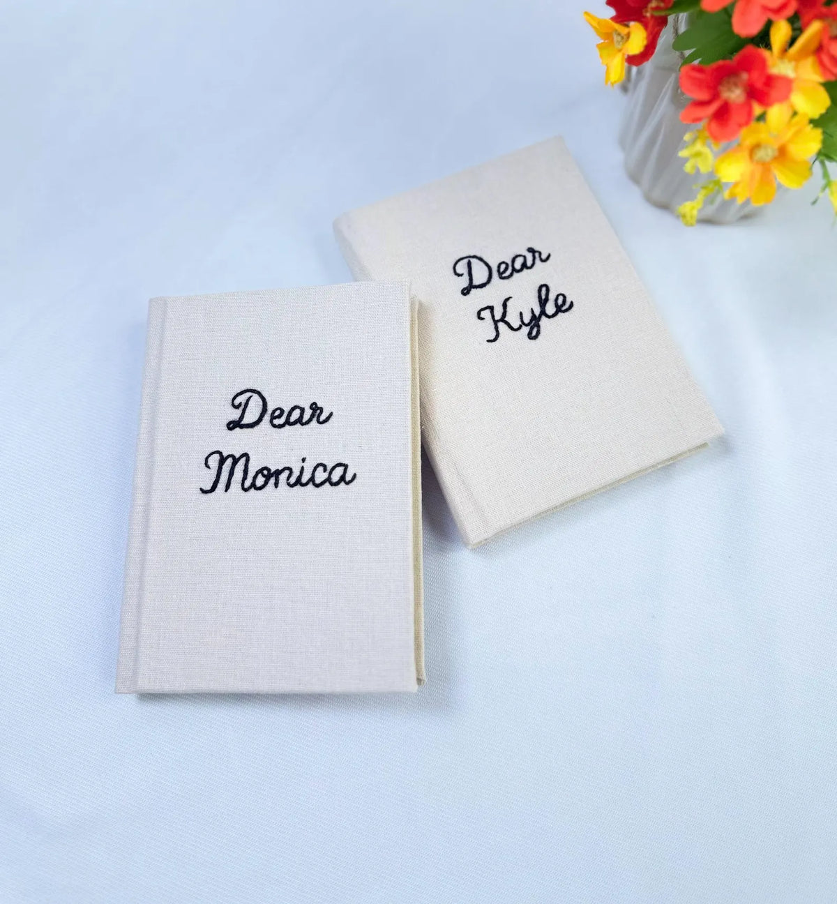Dear… Vow Book, Hand-Embroidered by The Thread Nest, hand-embroidered linen cover, photo 2