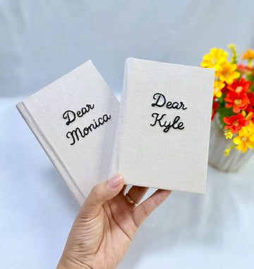 Dear… Vow Book, Hand-Embroidered by The Thread Nest, hand-embroidered linen cover, photo 1