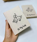 Two Little Ducks Vow Book by The Thread Nest, hand-embroidered linen cover, photo 3