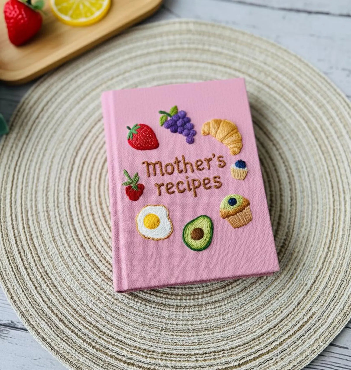 My Recipes Hand-Embroidered Recipe Book A5 by The Thread Nest, hand-embroidered linen cover, photo 5